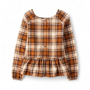 The Children Place Brown and Orange Plaid Skirt Sz 14